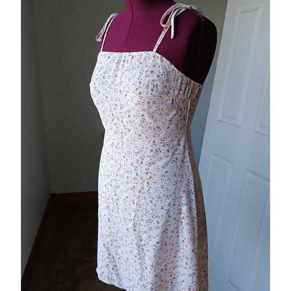 Shein Ditsy Floral Tie Shoulder Cami Dress Apricot Large 8/10 lightweight boho - Picture 1 of 13